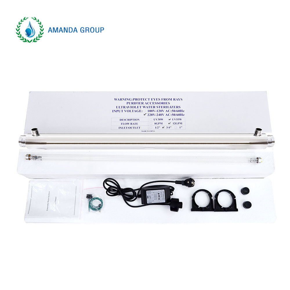 Stainless Steel 12GPM 55W Water UV Sterilizer for Drinking Water